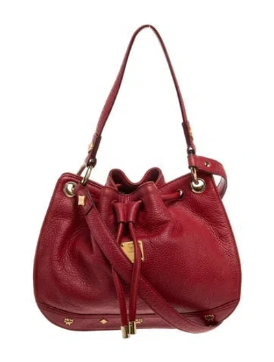 Pre-owned Mcm Leather Shoulder Bag In Red