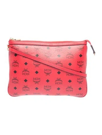 Pre-owned Mcm Leather Shoulder Bag In Red