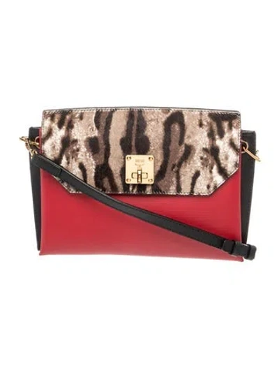 Pre-owned Mcm Leather Shoulder Bag In Red