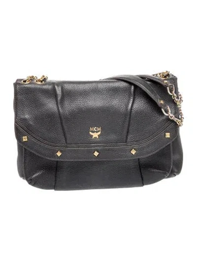 Pre-owned Mcm Leather Shoulder Bag Vintage In Black
