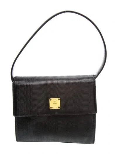 Pre-owned Mcm Leather Shoulder Bag Vintage In Black