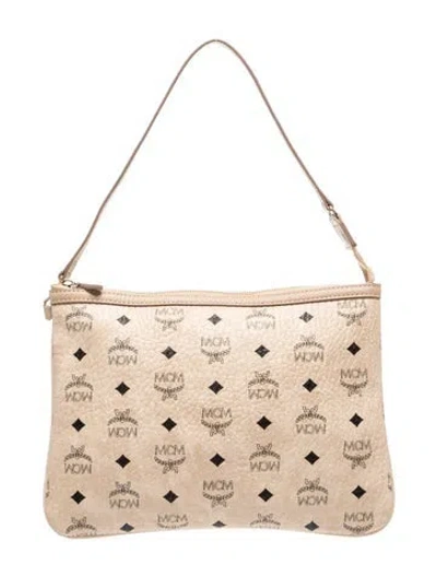 Pre-owned Mcm Leather Shoulder Bag W/ Tags In Neutrals