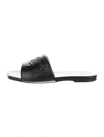 Pre-owned Mcm Leather Slides In Black