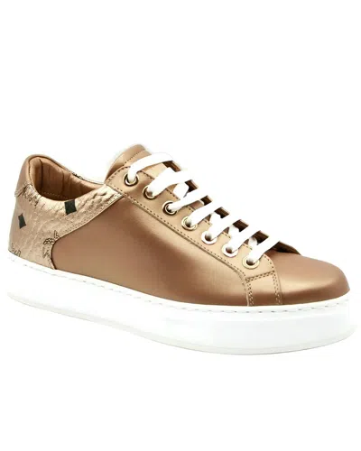 Mcm Leather Sneaker In Gold