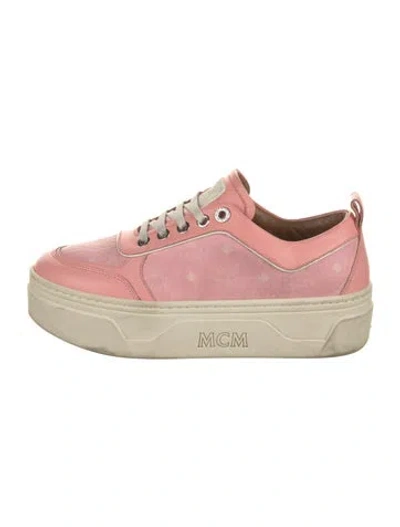 Pre-owned Mcm Leather Sneakers In Pink