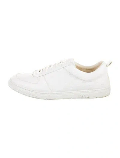 Pre-owned Mcm Leather Sneakers In White