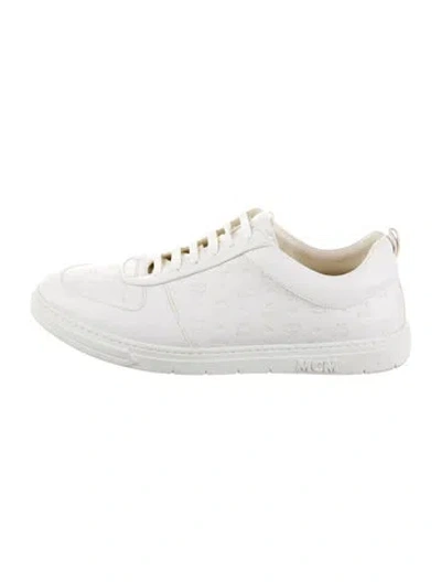 Pre-owned Mcm Leather Sneakers In White