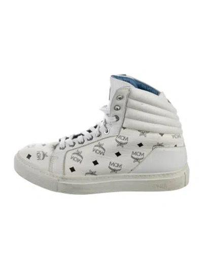 Pre-owned Mcm Leather Sneakers In White