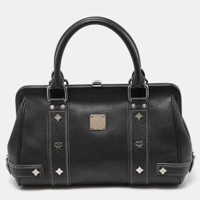 Mcm Leather Studded Frame Bag In Black