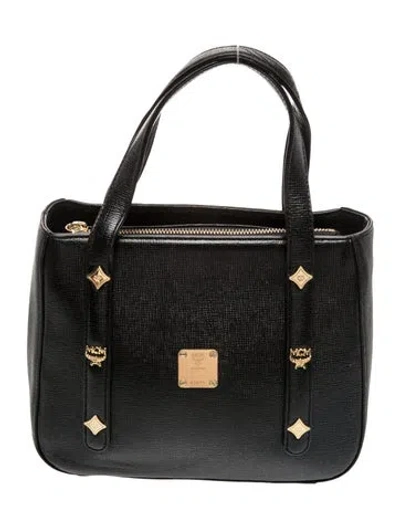 Pre-owned Mcm Leather Top Handle Bag In Black