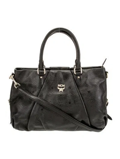 Pre-owned Mcm Leather Top Handle Bag In Black