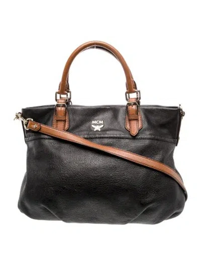 Pre-owned Mcm Leather Top Handle Bag In Black