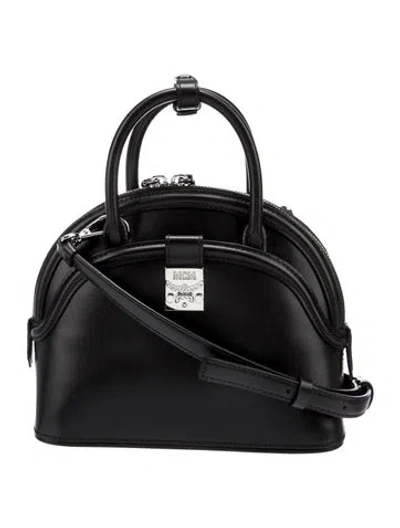 Pre-owned Mcm Leather Top Handle Bag In Black