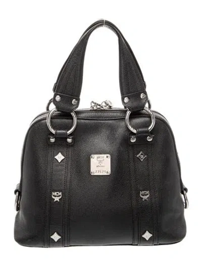 Pre-owned Mcm Leather Top Handle Bag In Black