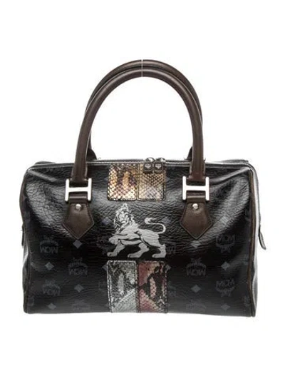 Pre-owned Mcm Leather Top Handle Bag In Black