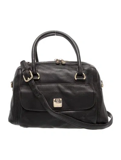 Pre-owned Mcm Leather Top Handle Bag In Black