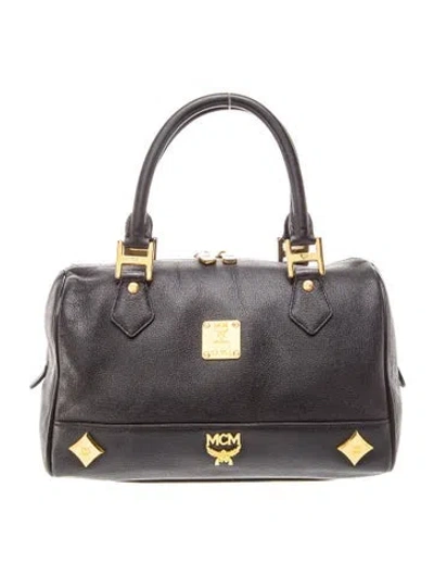 Pre-owned Mcm Leather Top Handle Bag In Black