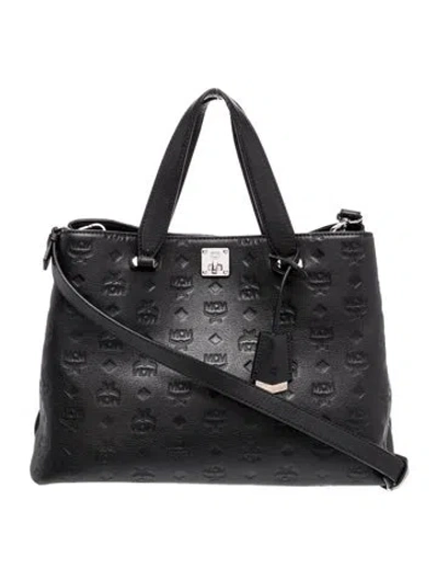 Pre-owned Mcm Leather Top Handle Bag In Black