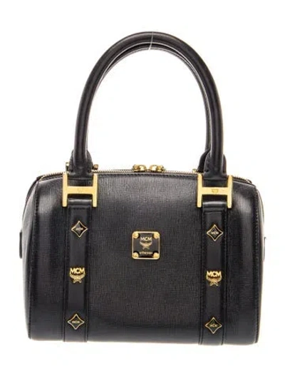 Pre-owned Mcm Leather Top Handle Bag In Black