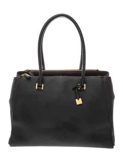 Pre-owned Mcm Leather Top Handle Bag In Black