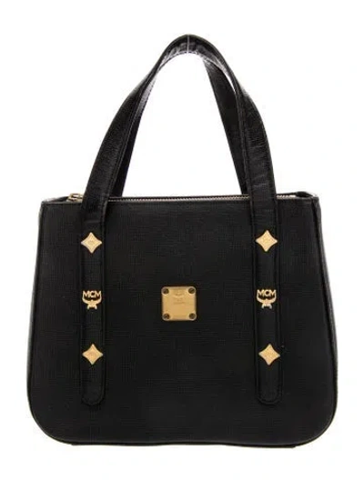 Pre-owned Mcm Leather Top Handle Bag In Black