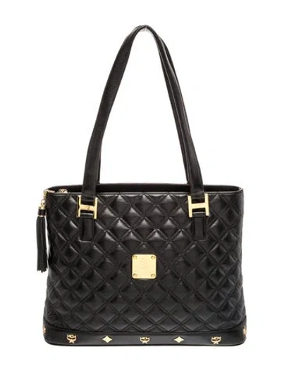 Pre-owned Mcm Leather Top Handle Bag In Black