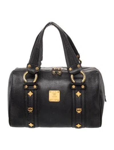Pre-owned Mcm Leather Top Handle Bag In Black