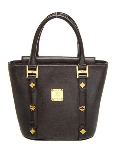 Pre-owned Mcm Leather Top Handle Bag In Black