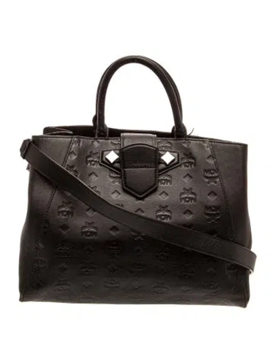 Pre-owned Mcm Leather Top Handle Bag In Black