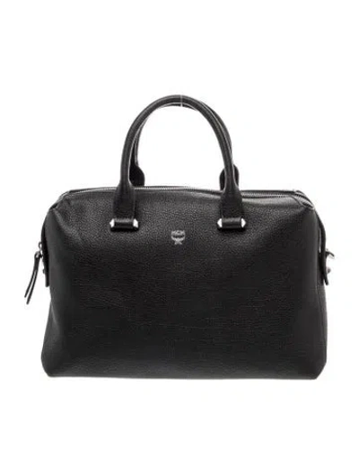 Pre-owned Mcm Leather Top Handle Bag In Black
