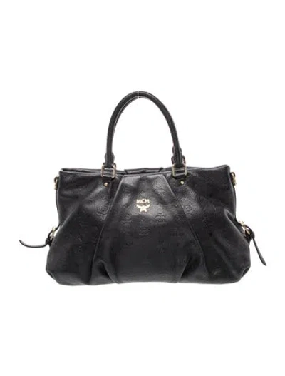 Pre-owned Mcm Leather Top Handle Bag In Black