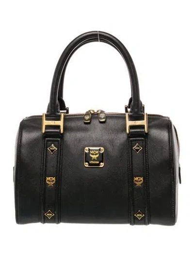 Pre-owned Mcm Leather Top Handle Bag In Black