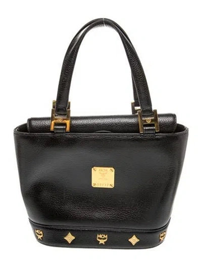 Pre-owned Mcm Leather Top Handle Bag In Black