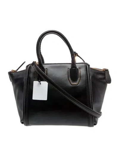 Pre-owned Mcm Leather Top Handle Bag In Black