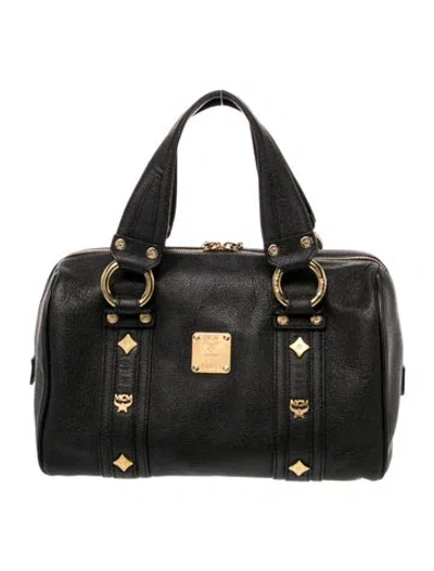 Pre-owned Mcm Leather Top Handle Bag In Black