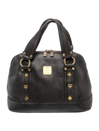 Pre-owned Mcm Leather Top Handle Bag In Black