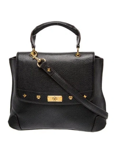 Pre-owned Mcm Leather Top Handle Bag In Black