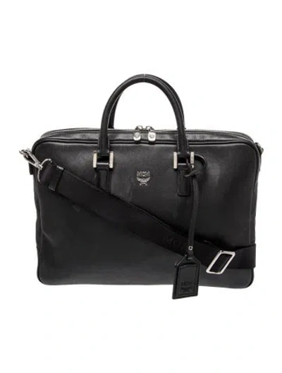 Pre-owned Mcm Leather Top Handle Bag In Black