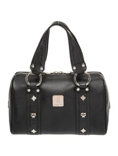 Pre-owned Mcm Leather Top Handle Bag In Black