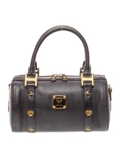Pre-owned Mcm Leather Top Handle Bag In Black