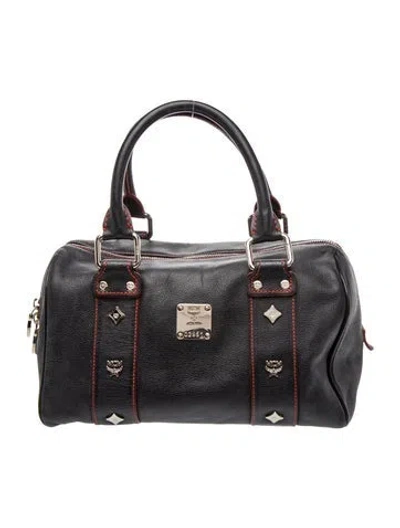 Pre-owned Mcm Leather Top Handle Bag In Black
