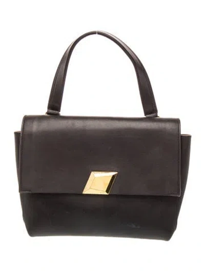 Pre-owned Mcm Leather Top Handle Bag In Black