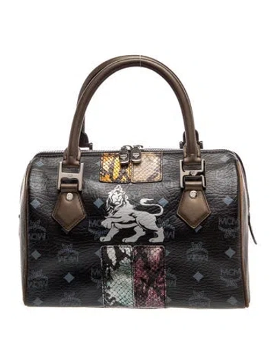 Pre-owned Mcm Leather Top Handle Bag In Black