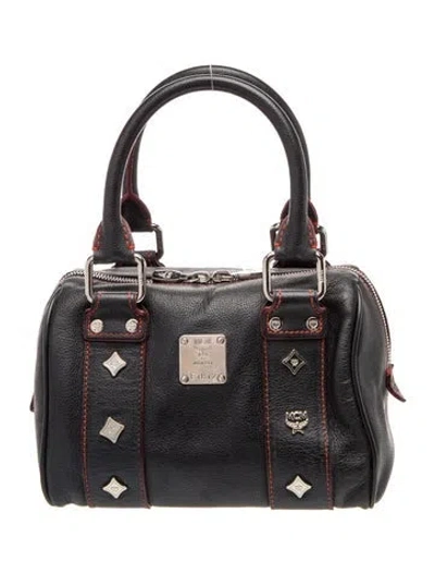 Pre-owned Mcm Leather Top Handle Bag In Black