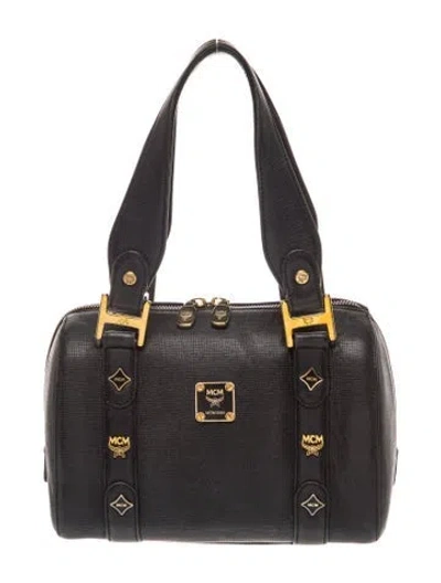 Pre-owned Mcm Leather Top Handle Bag In Black