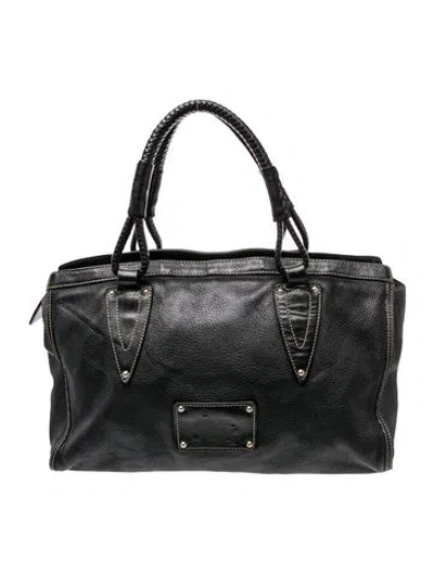 Pre-owned Mcm Leather Top Handle Bag In Black
