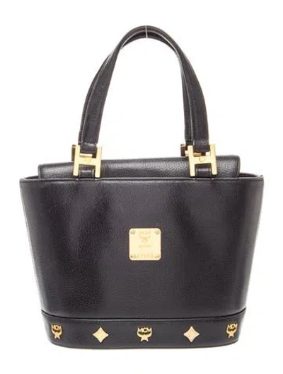 Pre-owned Mcm Leather Top Handle Bag In Black