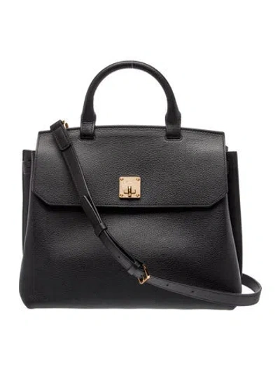 Pre-owned Mcm Leather Top Handle Bag In Black