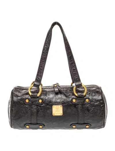 Pre-owned Mcm Leather Top Handle Bag In Black