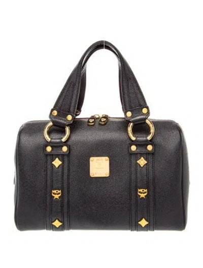 Pre-owned Mcm Leather Top Handle Bag In Black